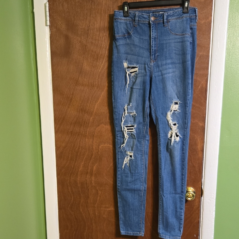 Fashion Nova Ripped Blue Skinny Jeans